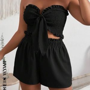 Co ord strapless top with shorts set
